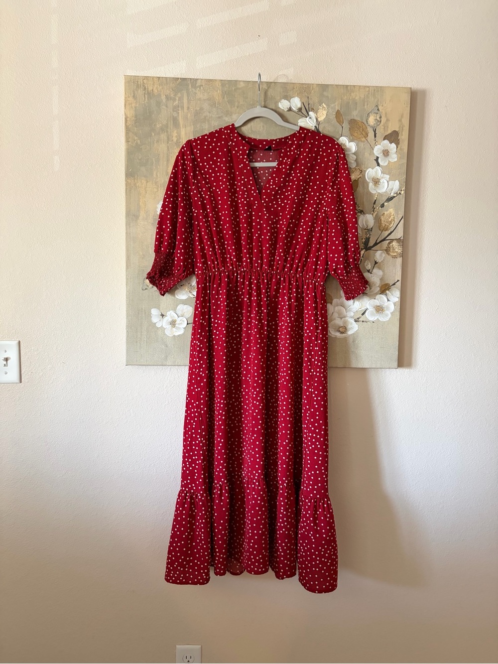 SHEIN Red Polka Dot Maxi Dress